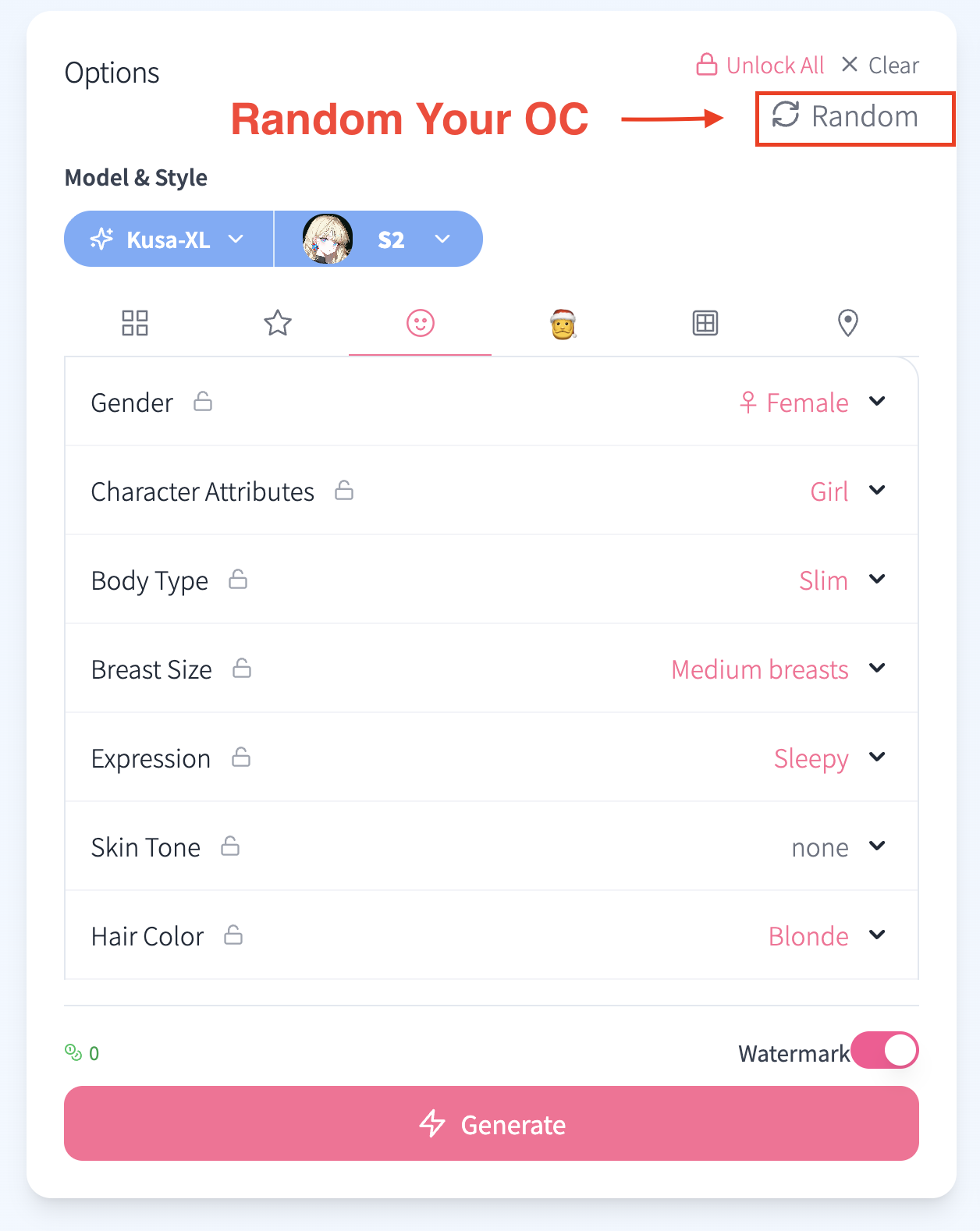 Random OC Generator Feature