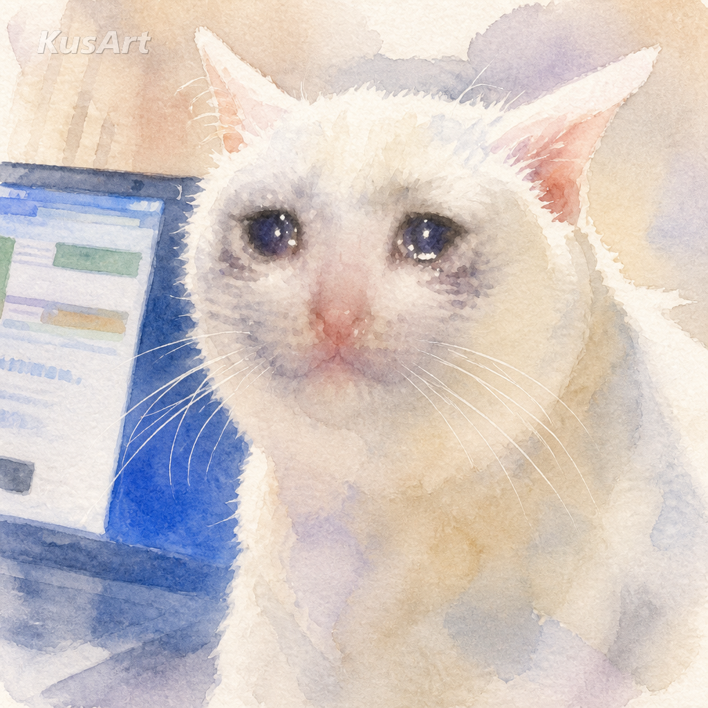 Meme do rosto chorando recriado como uma suave pintura em aquarela