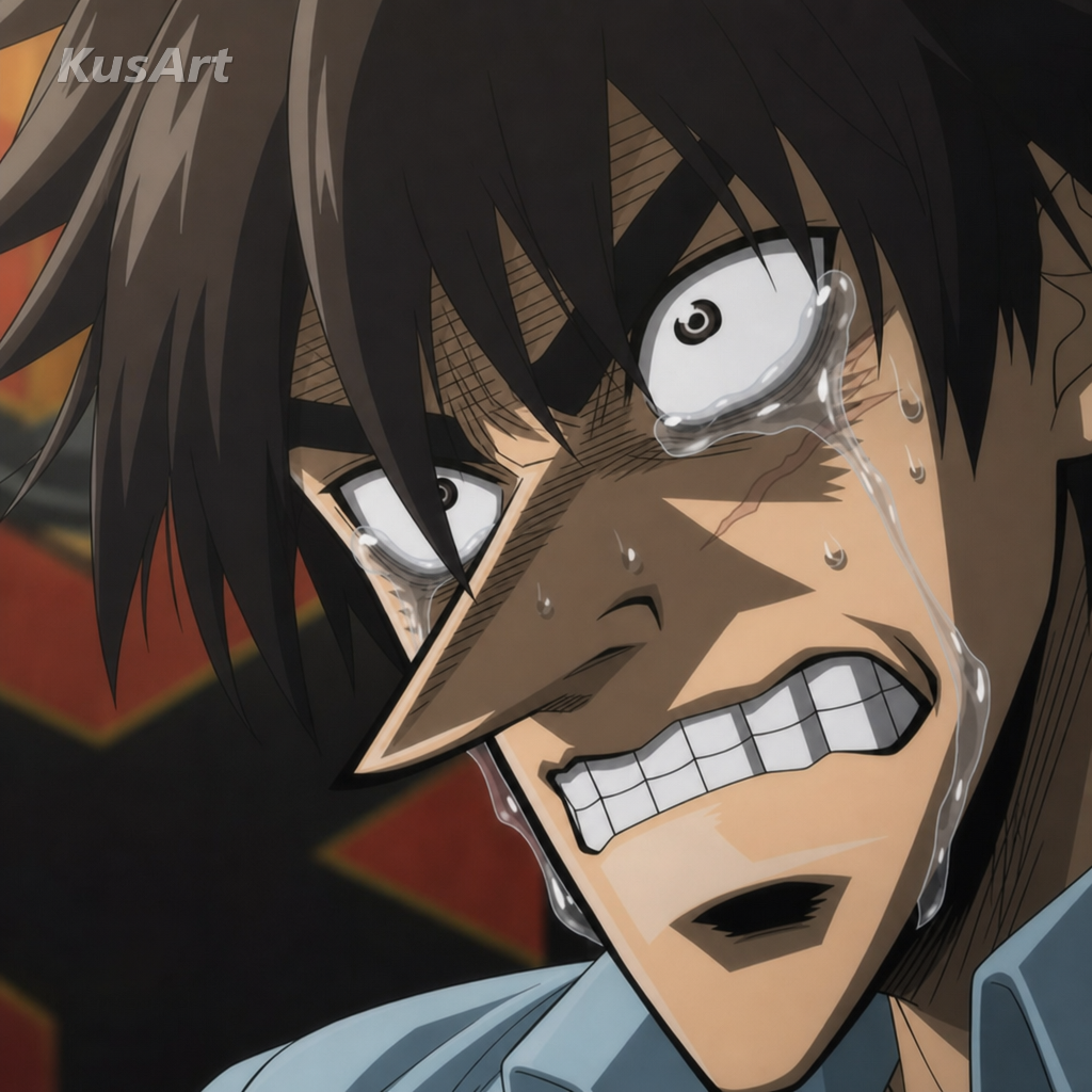 Weinender-Mann-Meme neu erstellt mit einem Anime-Jungen kurz vor den Tränen