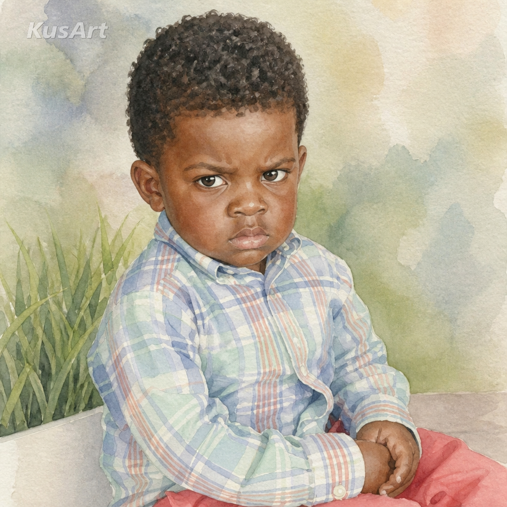 Mème « content pour toi » redessiné en douce peinture aquarelle