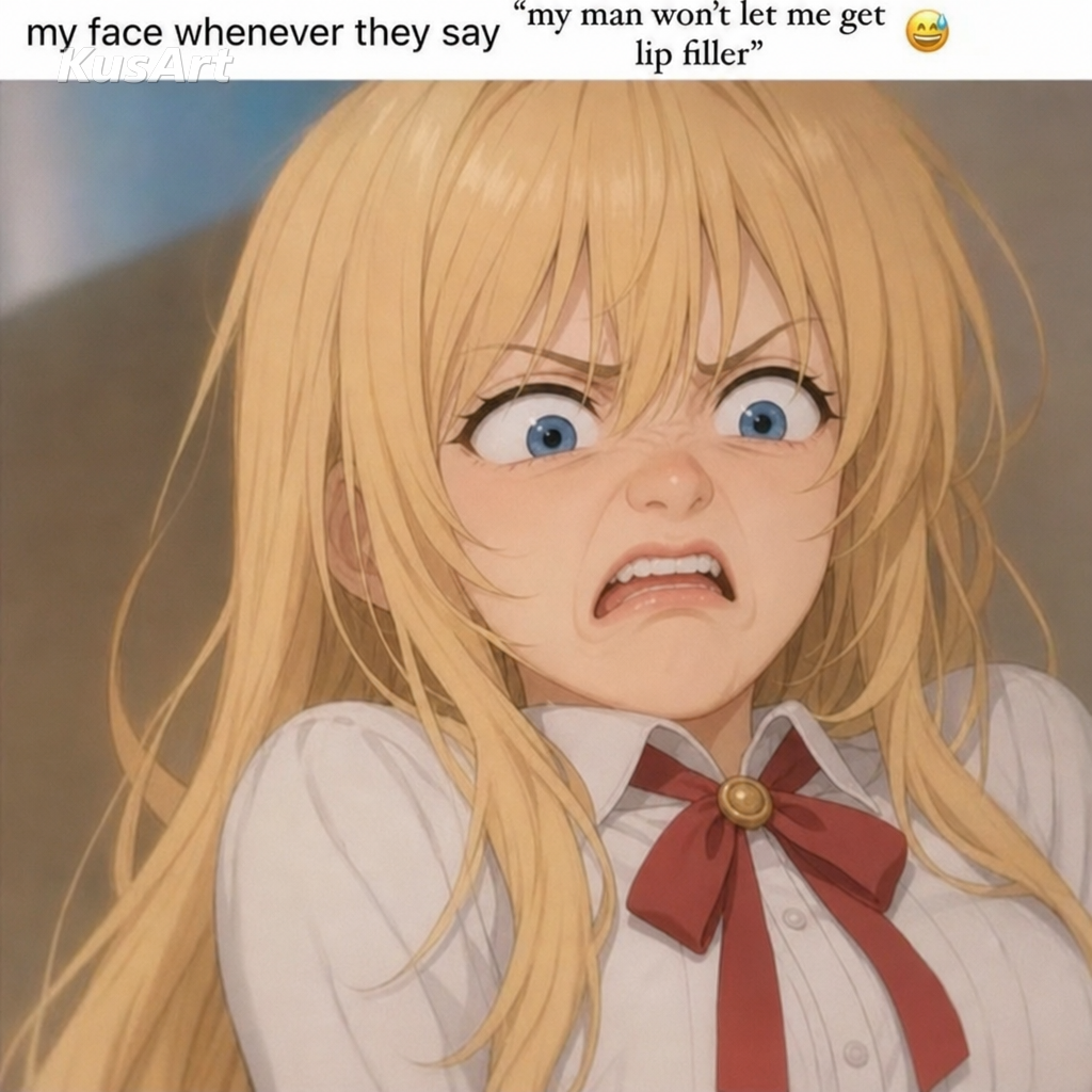 Angewidertes-Gesicht-Meme neu erstellt mit einem Anime-Mädchen mit übertrieben angeekeltem Ausdruck