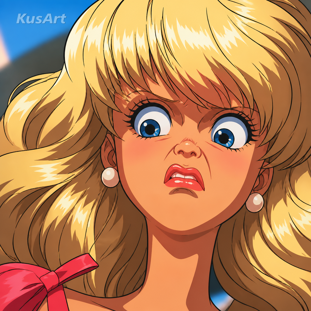 Angewidertes-Gesicht-Meme neu gezeichnet als Anime-Illustration mit lebendigem Cel-Shading