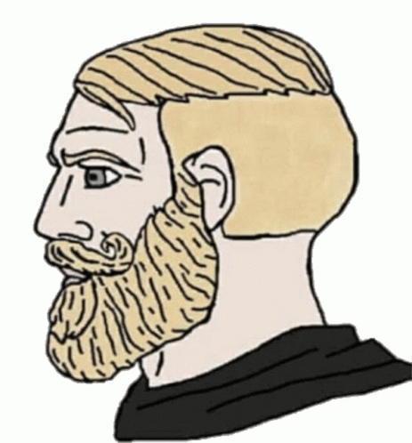 Yes-Chad-Wojak mit selbstbewusstem, zustimmendem Ausdruck