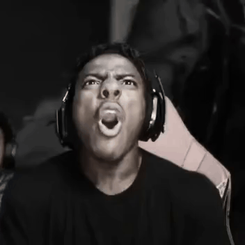 Close-up of a wide-open screaming mouth in the speed face meme style