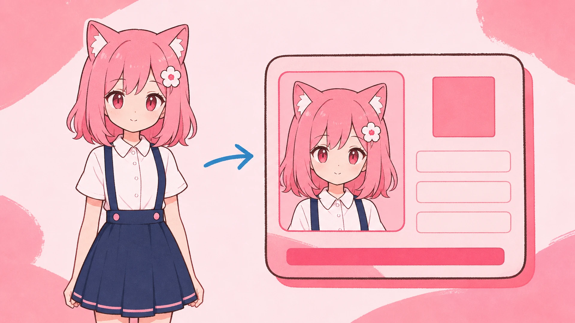 Ein Upload, eine Karte, die wie ausgestellt wirkt - AI Anime Schülerausweis-Generator