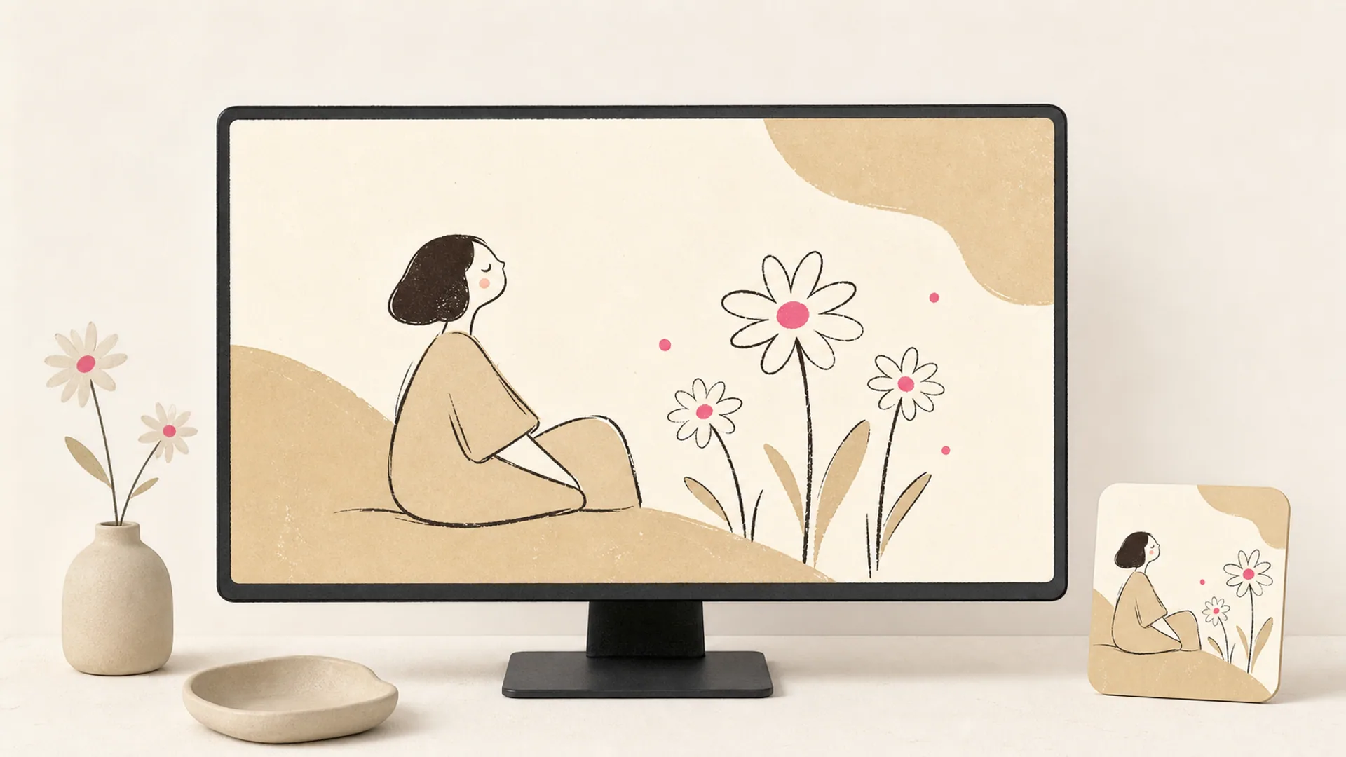 Calm Wallpapers and Social Art - AI Anime Healing Postcard Maker